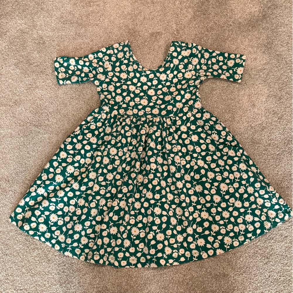 Size 4 Hanna Andersson Green Daisy Skater Dress